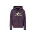 Hoodie ALPHA INDUSTRIES "Alpha Industries Men - Hoodies Basic Zip Hoodie", Herren, Gr. L, lila (plum), Obermaterial: 80% Baumwolle, 20% Polyester, regular fit, Sweatshirts