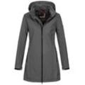 Softshelljacke ALESSANDRO SALVARINI "Alessia", Damen, Gr. 4XL (48), grau (dunkelgrau), Obermaterial: 96% Polyester, 4% Elasthan; Innenmaterial: 100% Polyester, Jacken, lang mit abnehmbarer Kapuze