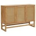 Sideboard HOME AFFAIRE "Linz", gelb (honigfarben), B:128cm H:90cm T:38cm, FSC-zertifiziertes Massivholz, Sideboards, Kommode mit Rattangeflecht auf den Türfronten, aus Massivholz