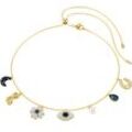 Collier SWAROVSKI "Symbolica Mond Unendlich Glücksklee magisches Auge Hufeisen, 5692164", blau (gelbgoldfarben, metallfarben, blau,schwarz,kristallklar, weiß), Halsketten, Damen, Metall-Perlen, L: 52cm, Metall, Perlen, mit Swarovski Kristall - mit Swarovski Perle