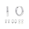 Ohrring-Set CALVIN KLEIN "Multipack Schmuck Ohrrschmuck Ohrringe Schmuckset Huggie", silber (edelstahlfarben, weiß, weiß), Ohrringe, Damen, Edelstahl-Perlen, Edelstahl, Perlen, mit Glasstein - mit Glasperle