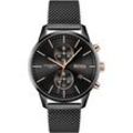 Chronograph BOSS "Associate, 1513811" Armbanduhren schwarz Herren Quarzuhr, Herrenuhr, Armbanduhr, Stoppfunktion, Edelstahlarmband