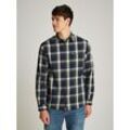 Karohemd TOMMY JEANS "TJM REG CHECK FLANNEL SHIRT EXT", Herren, Gr. L, N-Gr, blau (schwarz night navy), Web, Obermaterial: 100% Baumwolle, kariert, casual, regular fit hüftlang, Langarm 1-Knopf-Manschette, Hemden, mit Karomuster