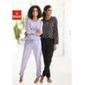 Pyjama VIVANCE DREAMS Gr. 32/34, lila (flieder, schwarz) Damen Homewear-Sets mit Sternenmuster