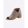 Sandalette ANDREA CONTI Gr. 38, grau (taupe), Damen, Leder, Glattleder, Schuhe Sommerboots Peeptoe Ankleboots