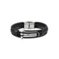 Lederarmband BRUNO BANANI "Schmuck Geschenk, Armkette Axt Lederband breit Silber" Armbänder Gr. 21, Leder-Edelstahl, grau (schwarz-edelstahlfarben) Herren