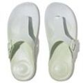 Zehentrenner FITFLOP "IQUSHION IRIDESCENT ADJUSTABLE BUCKLE" Gr. 37, bunt (mint-hellblau) Damen Schuhe Zehentrenner Keilabsatz, Sommerschuh, Schlappen mit verstellbarer Schnalle