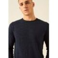 Rundhalspullover GARCIA, Herren, Gr. S, blau (schwarz moon), Feinstrick, Obermaterial: 100% Baumwolle, casual, Rundhals, Langarm, Pullover, in melierter Optik