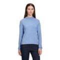 Strickpullover BETTY BARCLAY "Betty Barclay Basic-Strickpullover mit Rippenstruktur", Damen, Gr. 36, middle blau melange, Obermaterial: 50% Viskose, 27% Polyamid, 23% Polyester., casual, gerade normal, Langarm, Pullover, Kragen