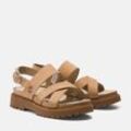 Sandale TIMBERLAND "Clairemont Way CROSS STRAP SANDAL" Gr. 38,5 (7,5), beige (md bei nubuc), Leder, Schuhe