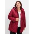 Steppjacke SHEEGO "Große Größen", Damen, Gr. 48, rot (weinrot), Obermaterial: 100% Polyester;Futter: 100% Polyester;Wattierung: 100% Polyester, unifarben, casual, figurbetont lang, Langarm, Jacken, mit Kapuze und Kontrastdetails