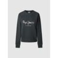 Sweatshirt PEPE JEANS "LUPITA", Damen, Gr. XS (34), schwarz, Sweatware, Obermaterial: 100% Baumwolle, bedruckt, casual, regular fit, Rundhals, Langarm Raglanärmel Rippbündchen, Sweatshirts