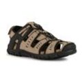 Sandale GEOX "UOMO SANDAL STRADA C", Herren, Gr. 40, schwarz (helltaupe, schwarz), Lederimitat, Textil, klassisch, Schuhe, Sommerschuh, Klettschuh, Outdoorsandale, mit Lederfußbett