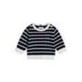 Strickpullover TOMMY HILFIGER "TOMMY CABLE SWEATER" Gr. 62, blau (nautical), Baby, Obermaterial: 60% Baumwolle, 30% Polyamid, 10% Wolle, gestreift, Pullover, mit Zopfmuster