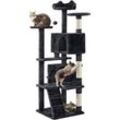 Yaheetech Kratzbaum Stabiler Katzenbaum Katzenkratzbaum Katzenmöbel, Kletterbaum für Katzen Höhe 158 cm, Schwarz