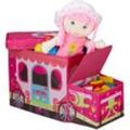 Sitzbox Kinder, Staubox mit Deckel, Spielzeug, faltbar, Einhorn, Stauraum, Jungen & Mädchen, 50 Liter, pink - Relaxdays