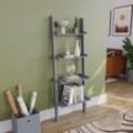 York 4 Tier Ladder Shelf Unit Bookcase Shelving Display Stand Rack Storage, Grey