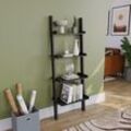 York 4 Tier Ladder Shelf Unit Bookcase Shelving Display Stand Rack Storage, Black