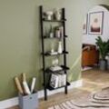 York 5 Tier Ladder Shelf Unit Bookcase Shelving Display Stand Rack Storage, Black