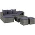 4-tlg. Garten-Lounge-Set mit Auflagen Poly Rattan Grau Vidaxl