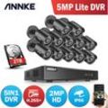 Annke - Sistema de cámara de seguridad cctv de 16 canales 5MP 5 en 1 dvr con cámaras hd de 1080P resistentes a la intemperie para interiores y