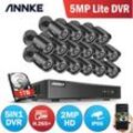 Sannce - annke Sistema de cámara de seguridad cctv de 16 canales 5MP 5 en 1 dvr con cámaras hd de 1080P resistentes a la intemperie para interiores y