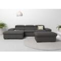 Ecksofa HOME AFFAIRE "Alberto L-Form", braun (mokka), B:286cm H:73cm T:174cm, Luxus-Microfaser Lederoptik (100% Polyester), Luxus-Microfaser ALTARA NUBUCK (100% Polyester), Luxus-Microfaser weich (90% Polyester, 10% Polyamid), Microfaser Antiklederoptik, Sofas, mit Kopfteilverstellung, wahlweise mit Bettfunktion