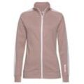 Sweatjacke BENCH. LOUNGEWEAR Gr. 32/34, beige (beige, weiß), Damen, Obermaterial: 60% Baumwolle, 40% Polyester, unifarben mit Farbeinsatz, Sweatjacken, mit Seitenstreifen und Stehkragen, Loungewear