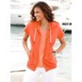 Shirtjacke CASUAL LOOKS "Sweatjacke", Damen, Gr. 38, orange, 100% Baumwolle, unifarben, Kurzarm, Shirts