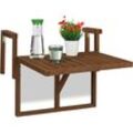 Relaxdays - Balkontisch klappbar, Balkonklapptisch zum Einhängen, BxT: 60x45 cm, höhenverstellbar, Hängetisch, dunkelbraun