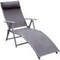 Outsunny Sonnenliege Strandliege Gartenliege Relaxliege klappbar mit Kissen Strand Metall+Stoff Grau 137 x 63,5 x 100,5 cm