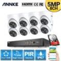 Annke - Sistema de videovigilancia 8 canales Ultra hd 4K H.265 dvr y 8PCS 5MP hd Kit de cámaras domo resistentes a la intemperie - Disco duro de 1TB