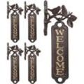 5 x Welcome Schild, Vögel, Antik-Design, Willkommensschild für Wand, Garten, Gusseisen, 39,5 cm hoch, braun/gold