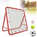 UISEBRT Fußball Rebounder Netz Sports Prellwand Kicker Fußballtraining Zubehör mit 5 Verstellbare Stufen, Rote Stahlrahmen, 100 x 100 x 65 cm