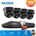 4CH 1080p Système de caméra de sécurité dvr 5 en 1 avec caméras de surveillance cctv filaires 1080p pour la maison Kits de vidéosurveillance