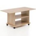 Design Couchtisch 95 x 51 x 54,5 cm Drehbar mit Rollen, Wohnzimmertisch Coffee Table, Sofatisch Loungetisch Holz, Kaffeetisch mit Stauraum - Finebuy