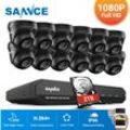 16CH 1080p Système de caméra de sécurité cctv dvr 5 en 1 et caméras de surveillance filaires avec vision nocturne de 100 pieds pour la maison Kits de