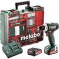 PowerMaxx bs 12 Set Akku Bohrschrauber 12 v 40 Nm ( 601036870 ) + 2x Akku 2,0 Ah + Ladegerät + Zubehör Set + Koffer - Metabo