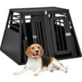 Relaxdays - Hundebox Auto, doppelte Hundetransportbox, Kofferraum, abgeschrägt, Trennwand, hbt: 64 x 90 x 82 cm, schwarz