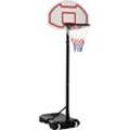 Basketballkorb Outdoor mit Rollen 155-210 cm Höhenverstellbar, Transportable Basketballständer mit Rollen, Tragbar Basketballkorb PE+Stahl - Homcom