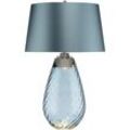 Elstead Lena 2 Light Large Blue Tischlampe, blau getöntes Glas, Duck Egg Blue Shade, E27