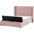 Polsterbett Rosa 140 x 200 cm aus Samtstoff mit Stauraum Elegantes Doppelbett Modernes Design