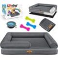 LOVPET® Orthopädisches Hundebett, Hundekissen, Hundekorb Relax, Inkl. Napf + 3X Kauknochen, Hundesofa für Kleine, Mittelgroße & Große Hunde, Bezug