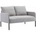 Sofa 2 Sitzer Couch mit Lehne Sessel Loungesofa Metallrahmen Doppelsofa für Wohnzimmer Empfang Café, Grau