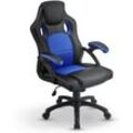 Juskys Racing Schreibtischstuhl Montreal - ergonomisch, höhenverstellbar & gepolstert, bis 120 kg - Bürostuhl Drehstuhl PC Gaming Stuhl - blau