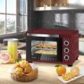 Woltu - 21L Mini Backofen Pizzaofen mit Backblech Doppelverglasung Ober-/Unterhitze, 60 Min. 100-230 °c, 1400 Watt, Miniofen Rot - Rot