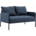 Sofa 2 Sitzer Couch mit Lehne Sessel Loungesofa Metallrahmen Doppelsofa für Wohnzimmer Empfang Café, Blau