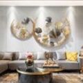 Senderpick - Blume Ginkgoblatt Metall Wanddekoration Wandkunst Esszimmer Wohnzimmer Wanddekoration Runde kreative Wand Eisenwand