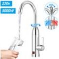 TolleTour Elektrische Wasserhahn Edelstahl 220V 3000W Elektrisch Durchlauferhitzer Wasserhahn Sofort Heizung 360º Misch Drehung KüChenarmatur