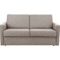 Schlafsofa PLACES OF STYLE "Goldpoint 162 cm, Dauerschläfer, Liegefläche 120/200cm", braun (hellbraun), B:162cm H:85cm T:100cm, Struktur weich: (100% Polyester), Luxus-Microfaser weich: (100% Polyester), Sofas, 2-Sitzer mit Bettfunktion, Bonell-Federkernmatratze